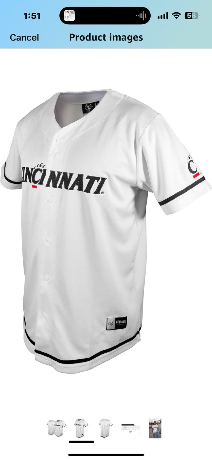 NCAA Mens Cincinnati Bearcats Baseball X Large 