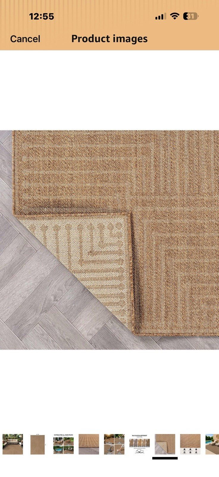 Rugshop Geometric Lines Indoor Outdoor Flat Woven Area Rug,5x7