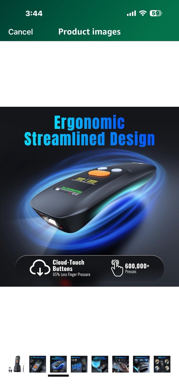 Tera Barcode Scanner Wireless Portable: 1.4" Large LCD Screen 1200mAh