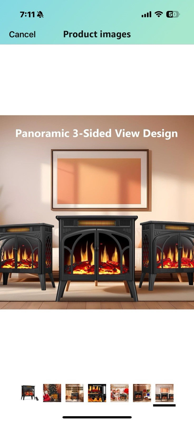 ZAFRO Freestanding 24″ Electric Fireplace Stove, 5100 BTU Portable 