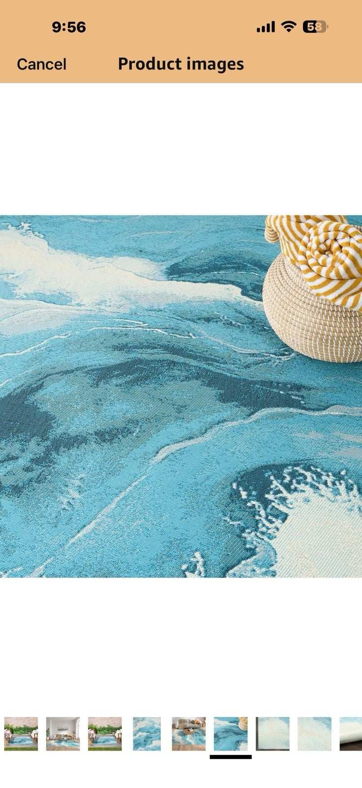 Nourison Home Color Splash Ivory Blue 5'3" x 7'3" Area Rug - Easy Clean, 
