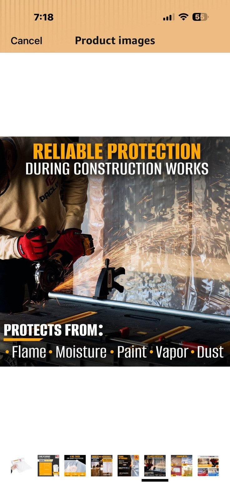 Flame Retardant Plastic Sheeting  3' x 50', 1800SqFt Pack of 12