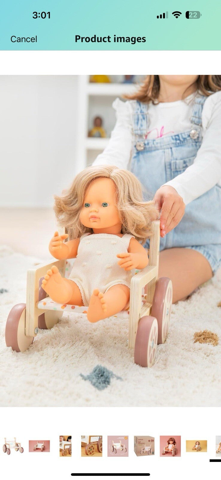 Miniland Doll Wooden Wheelchair Made with ECO Quality Materials which Provide