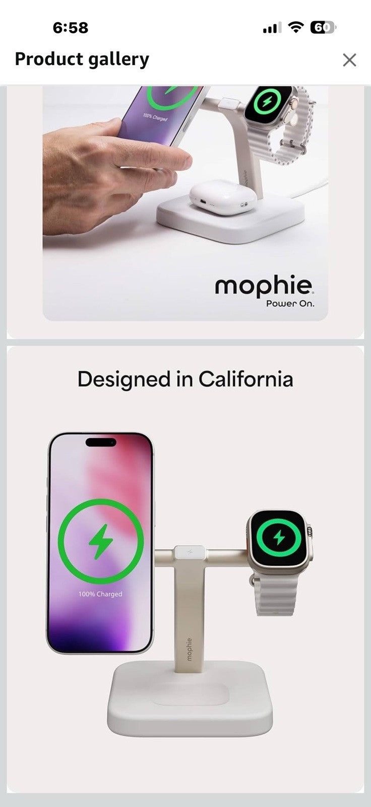 Mophie 3-in-1 Wireless Charging Stand - Qi2-Certified, MagSafe Charger