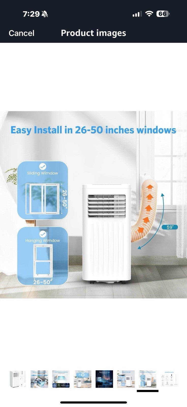 8000 BTUs Portable Air Conditioners with Cooling, Fan, Sleep Mode,