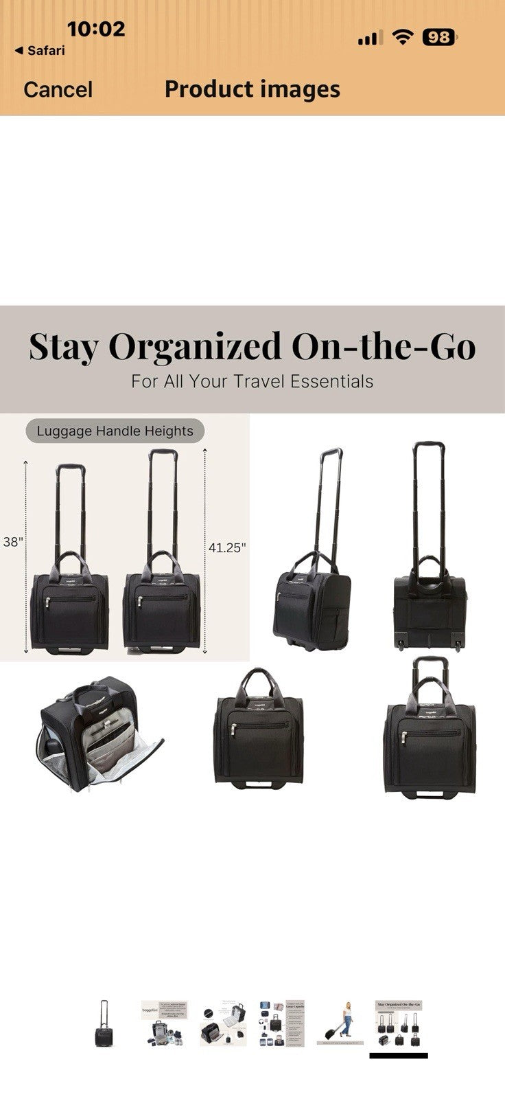 Baggallini 2 Wheel Underseater Carry-On - Lightweight Travel Weekender