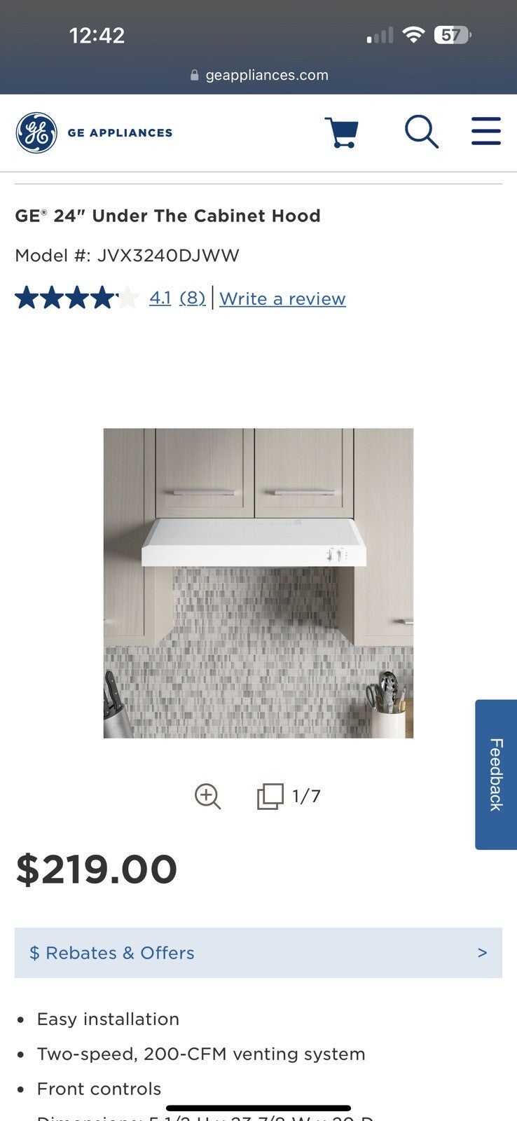 GE 24in. Under Cabinet Range Hood