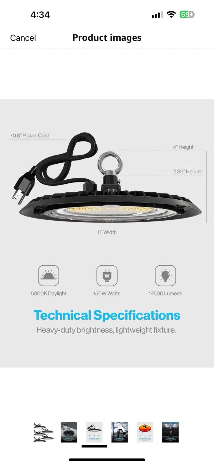 Sunco 5 Pack UFO LED High Bay Light, Plug & Play Lighting for Warehouse,