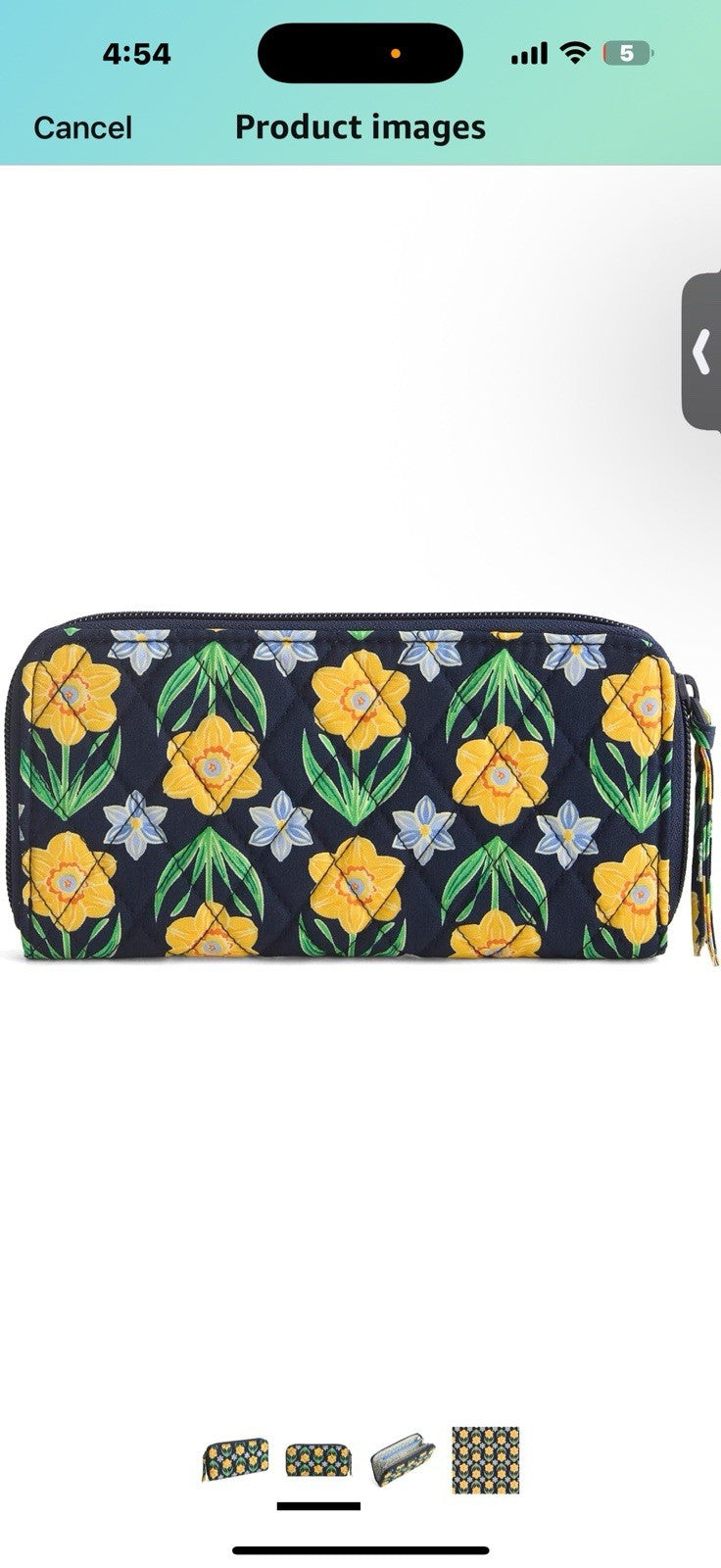 Vera Bradley Premium Cotton Continental Wallet, Daffodils