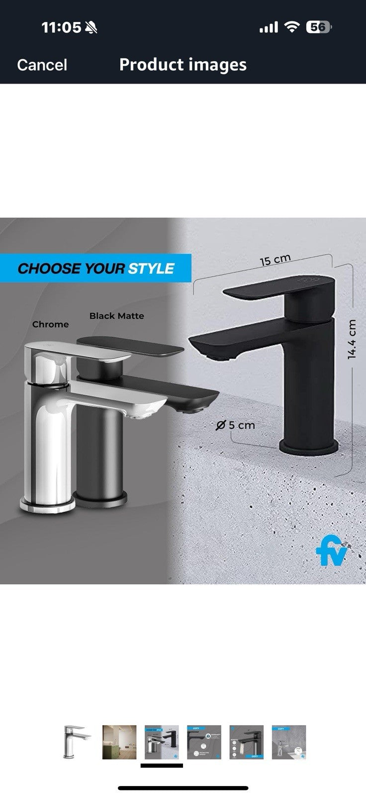 FV Coty Matte Black Bathroom Faucet – Single Hole Brass Sink Faucet, 