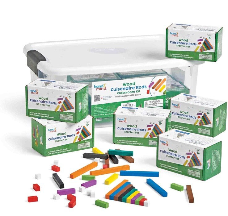 hand2mind Wooden Cuisenaire Rods Classroom Set, Fraction Bars, Montessor