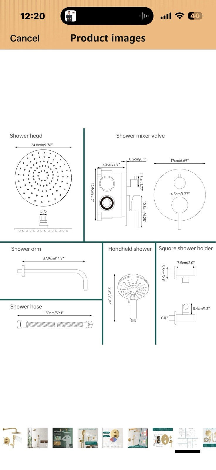 Hoimpro Bathroom Shower System 10 Inch Round Rain Shower Head 
