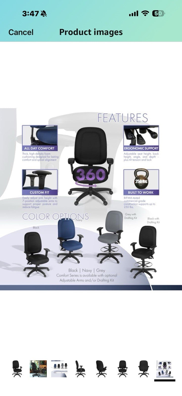 Romig Comfort Series High-Back Multifunctional Fabric Computer 