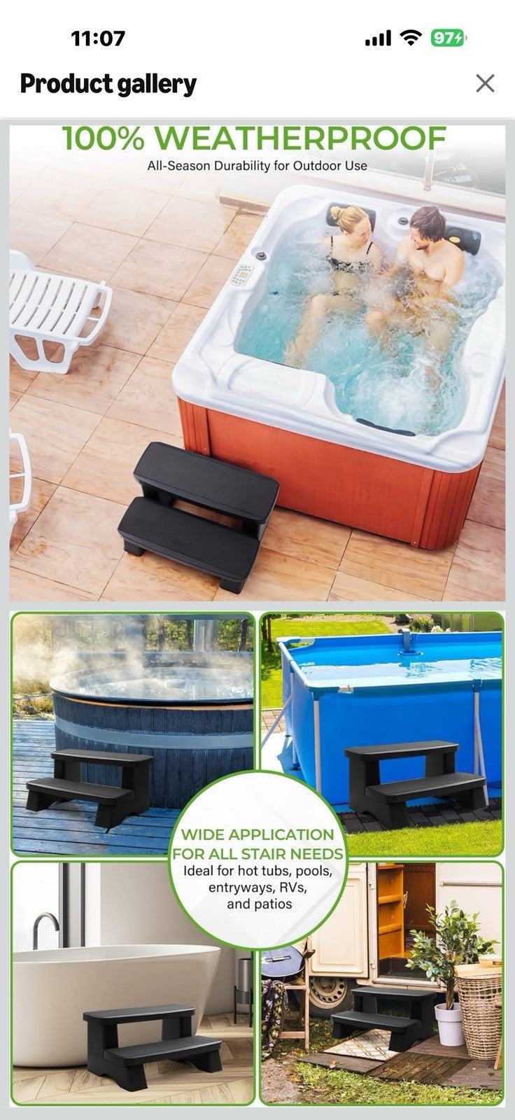 Backyard Expressions Hot Tub Steps – Heavy-Duty Non-Slip Spa Step