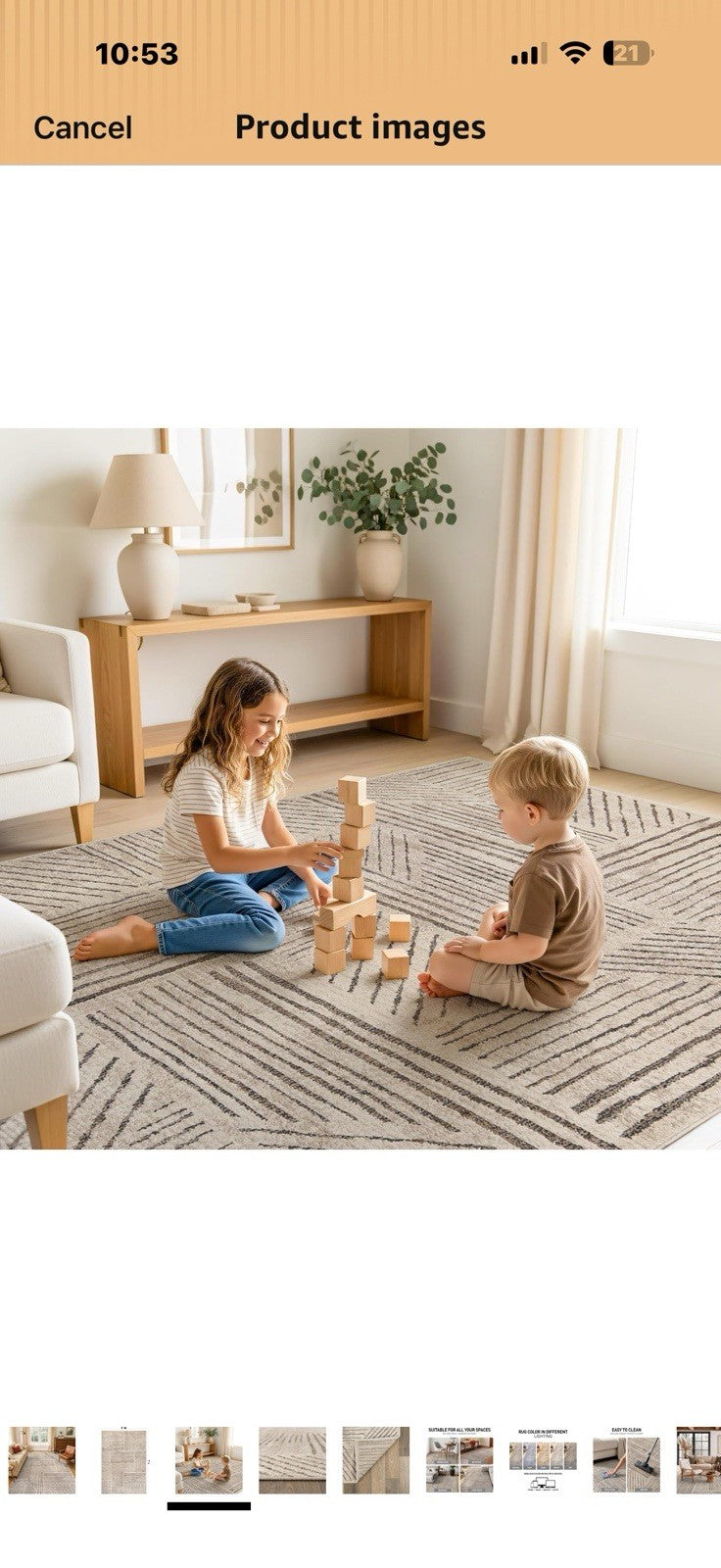 Rugshop Modern Patchwork High-Low Indoor Area Rug, Neutral Geometric 
