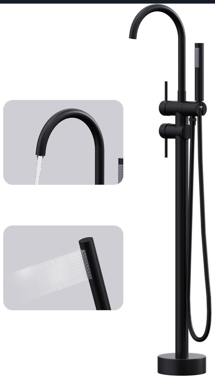 GIMILI Free Standing Tub Filler Bathtub Faucet Stand Alone Matte Black