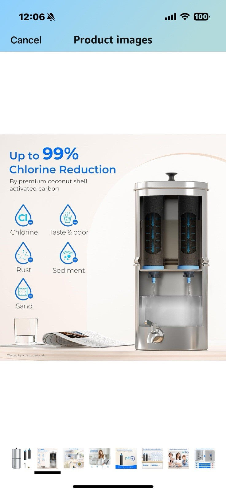 Waterdrop Alkaline Gravity-fed Water Filter System, Increase PH, Reduces
