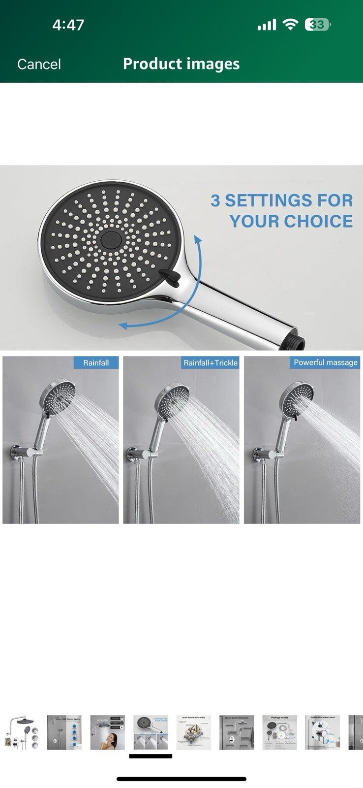 BWE Chrome Shower System Wall Mounted Shower Faucet Set with 10 inch 