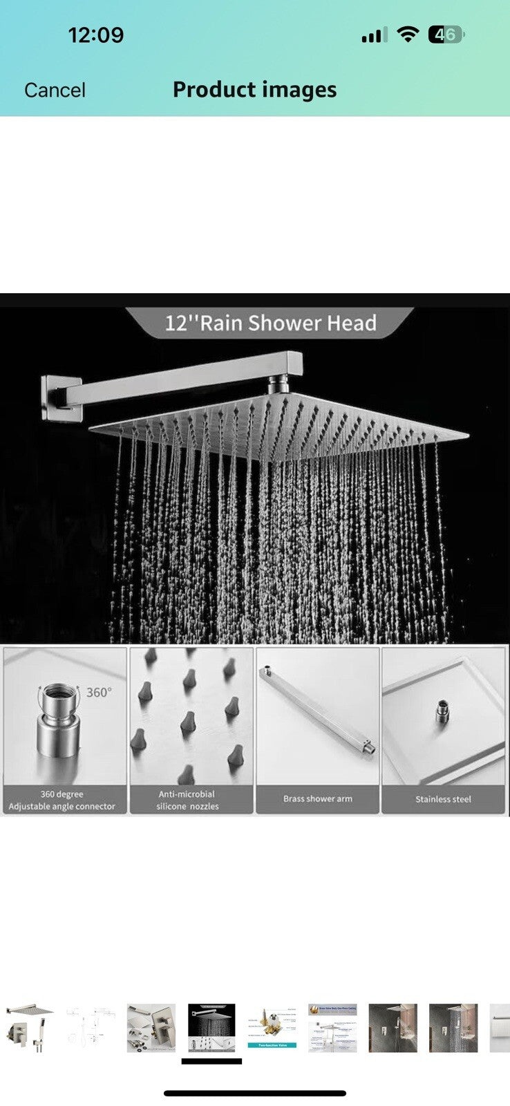 WELLFOR 12-In Wall Mounted Rain Shower Faucet with Single Handle