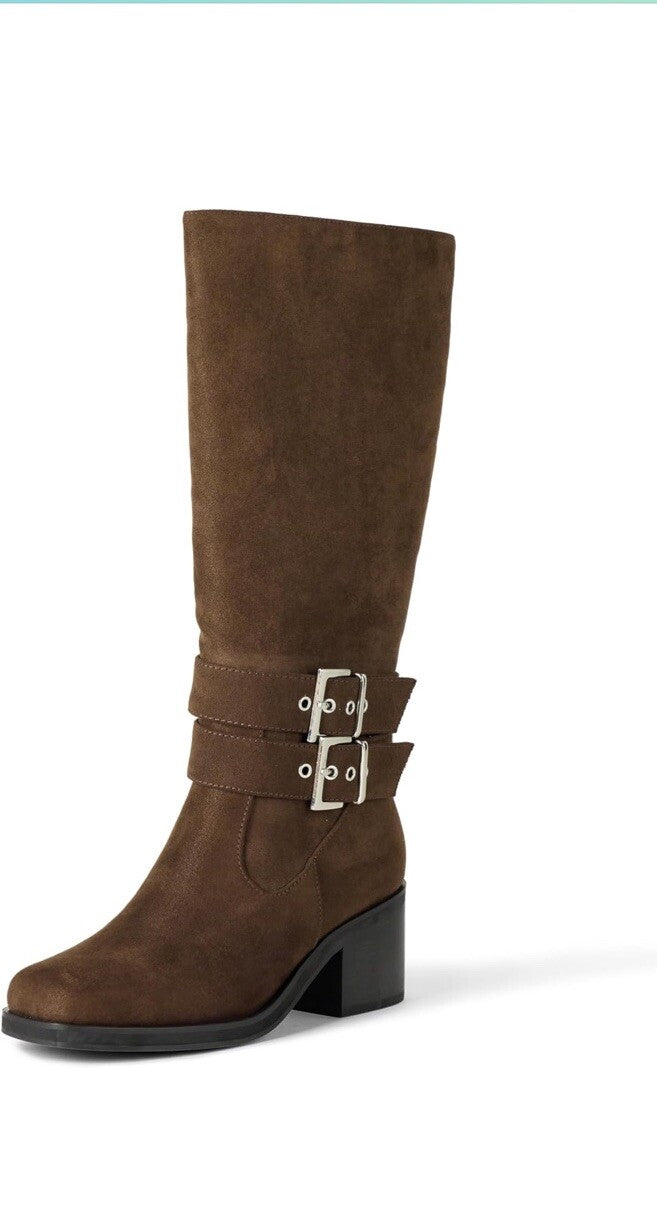 The Drop Women's Sage Tall Biker Boot with Buckles 8.5