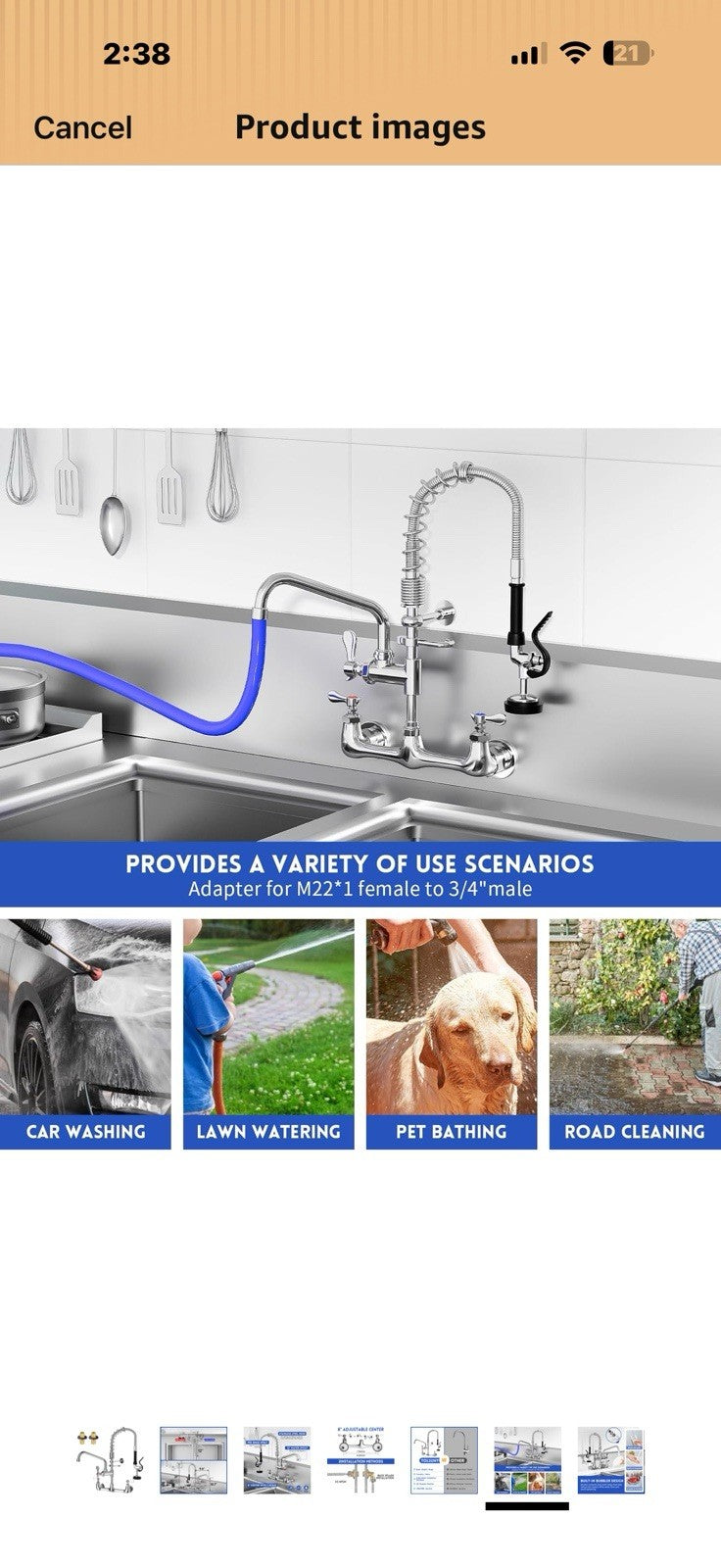 Commercial Pre-Rinse Sink Faucet – Wall Mount Professional Kitchen 