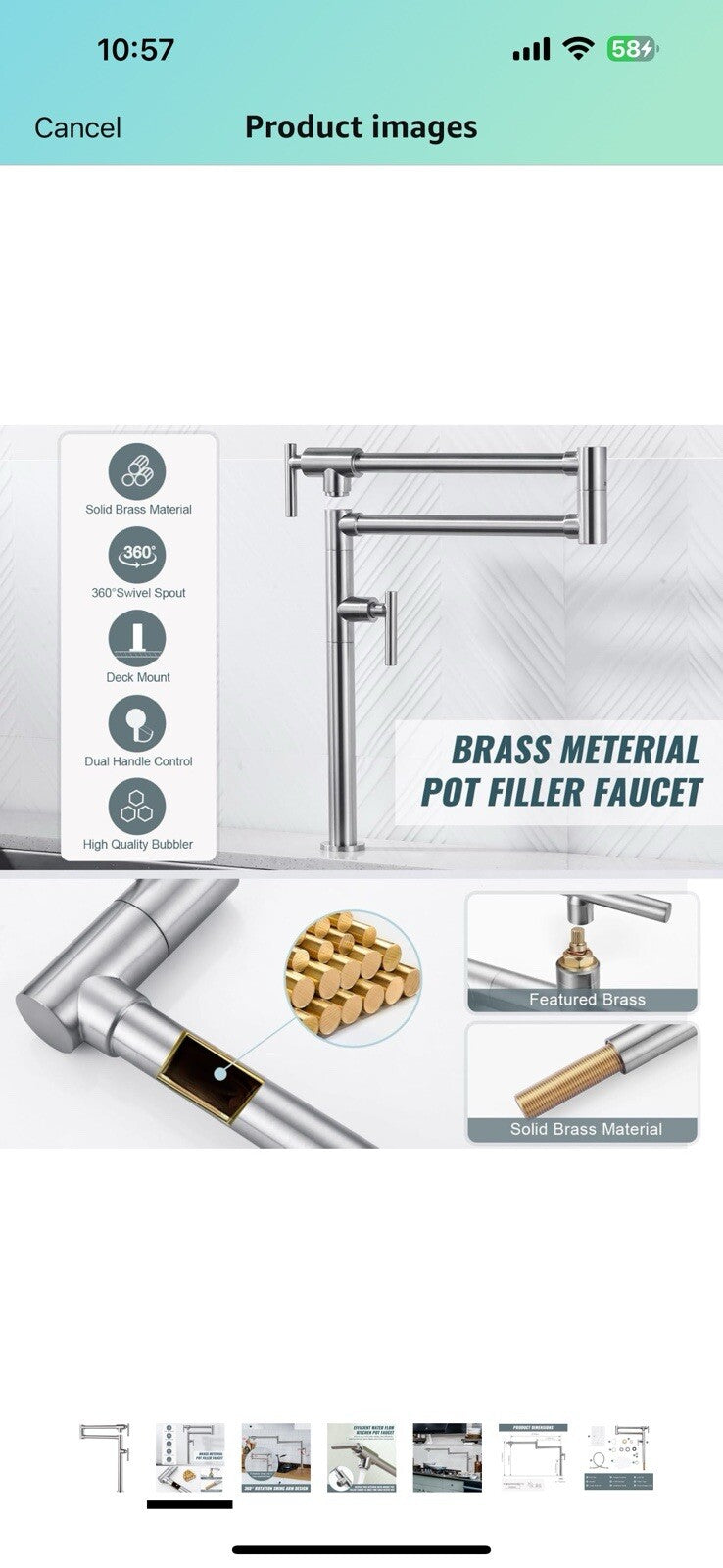 Pot Filler Faucet for Kitchen Sink, Deck Mount Pot Faucets Over Stove,