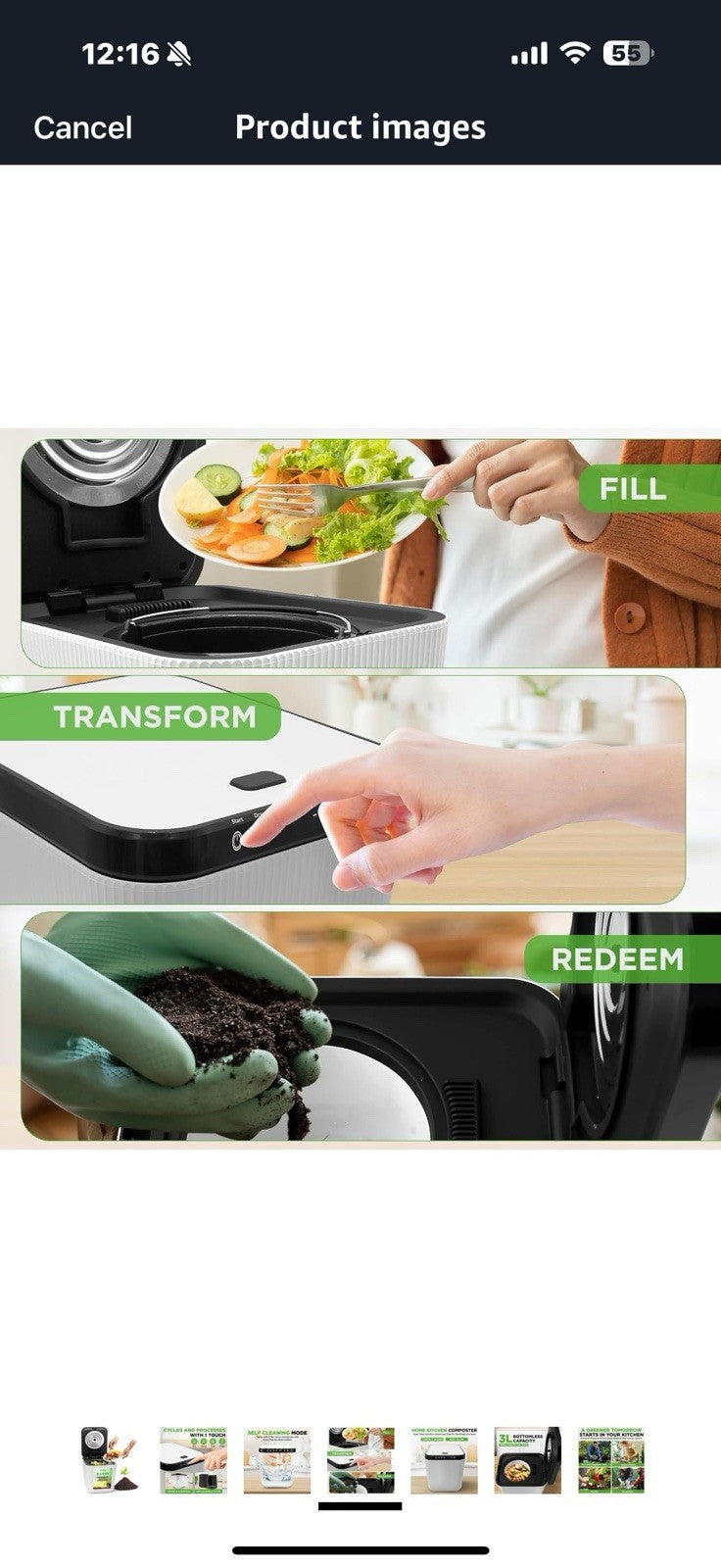 NutriChef Food Waste Bin - 3 Quart Compost Bin for
