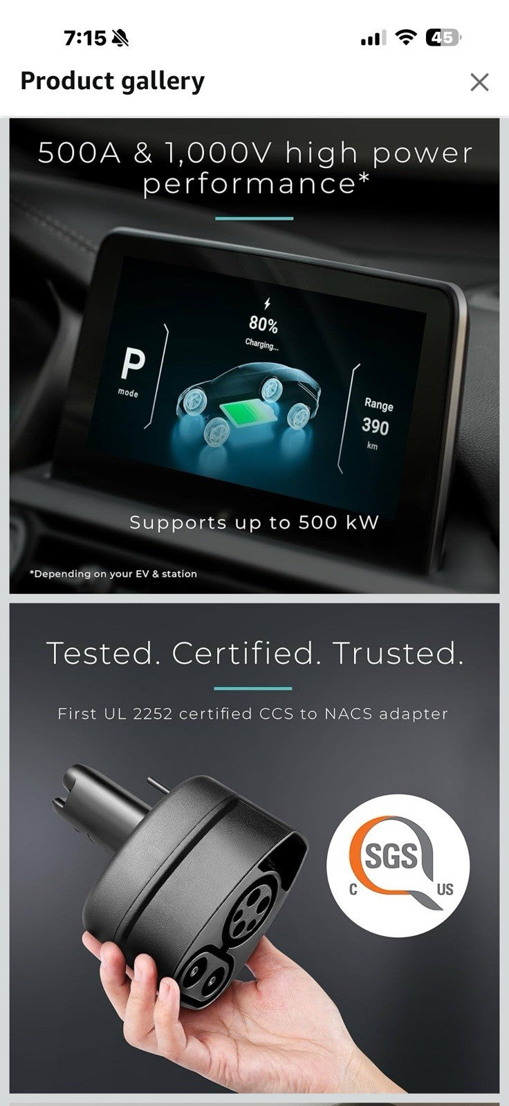 Lectron CCS to NACS Adapter for Tesla Model S, 3, X, Y & All NACS EVs 