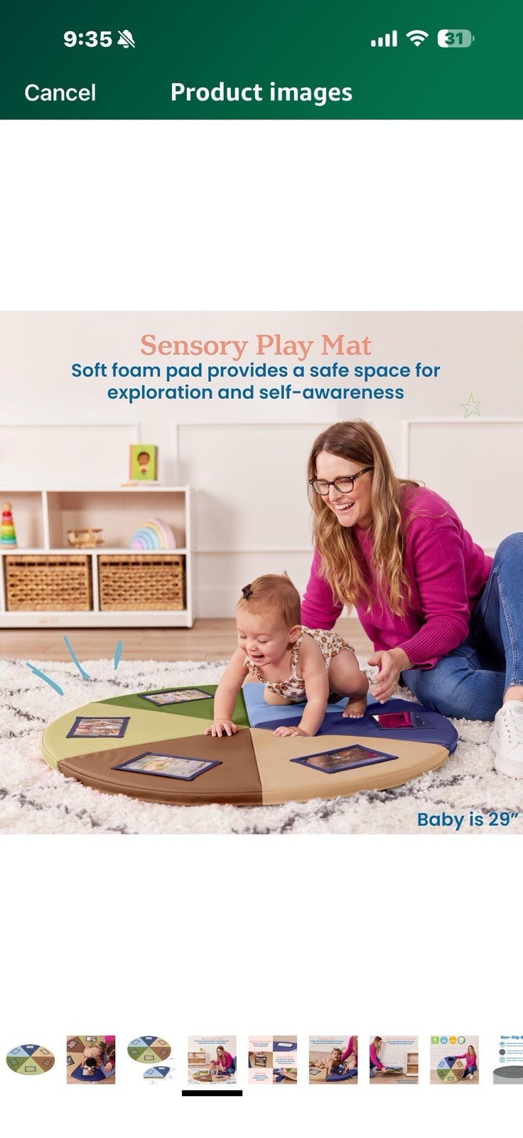 ECR4Kids SoftZone Picture Me Play Mat, Activity Mat, Earthtone