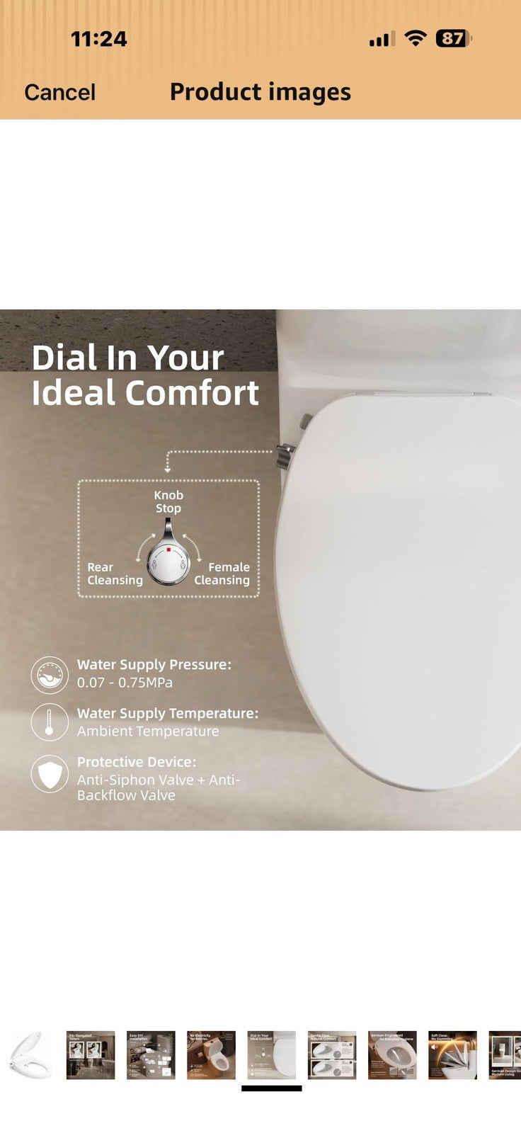 BRAVAT® Non-Electric Bidet Toilet Seat Elongated, Fresh Water Wash