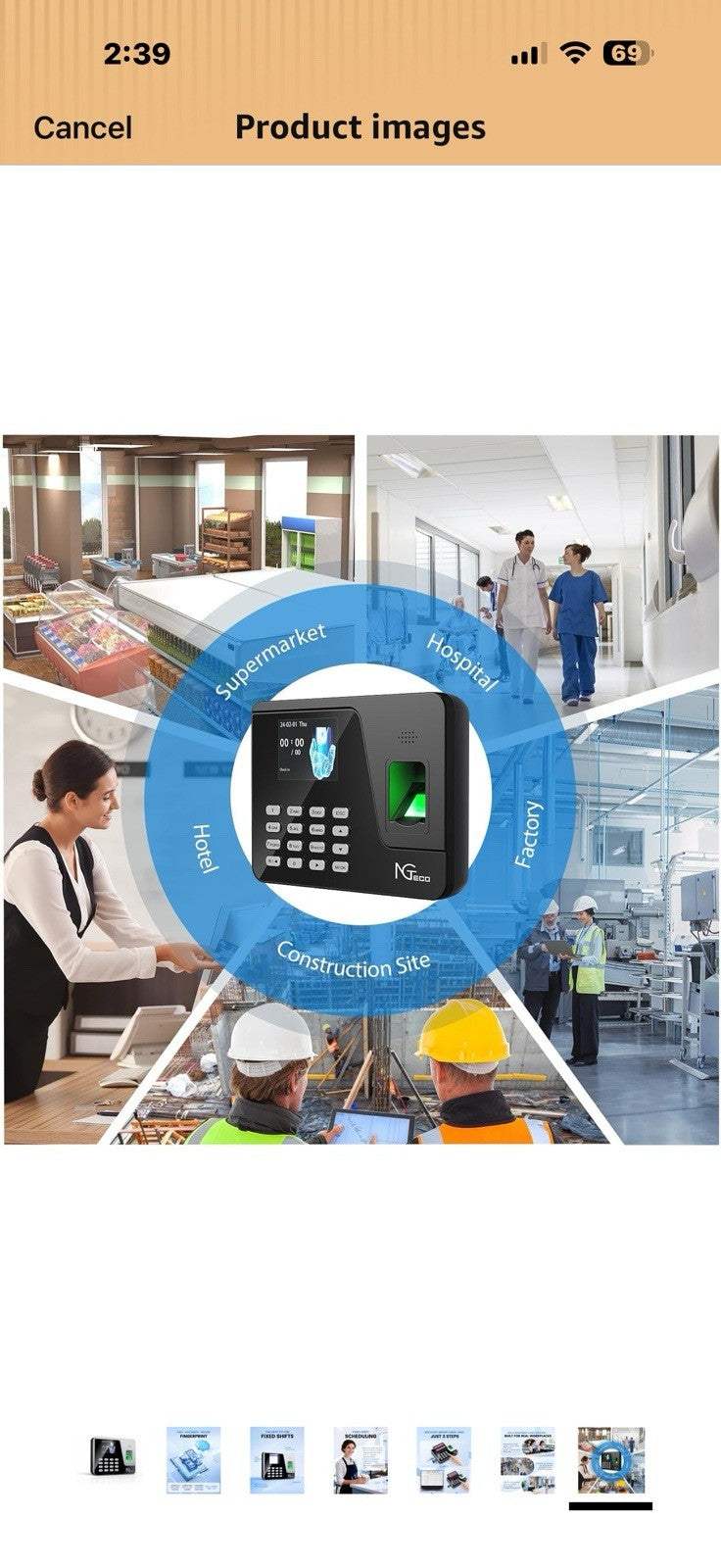 NGTeco Fingerprint & PIN Time Clock, Standalone Biometric Punch Machine