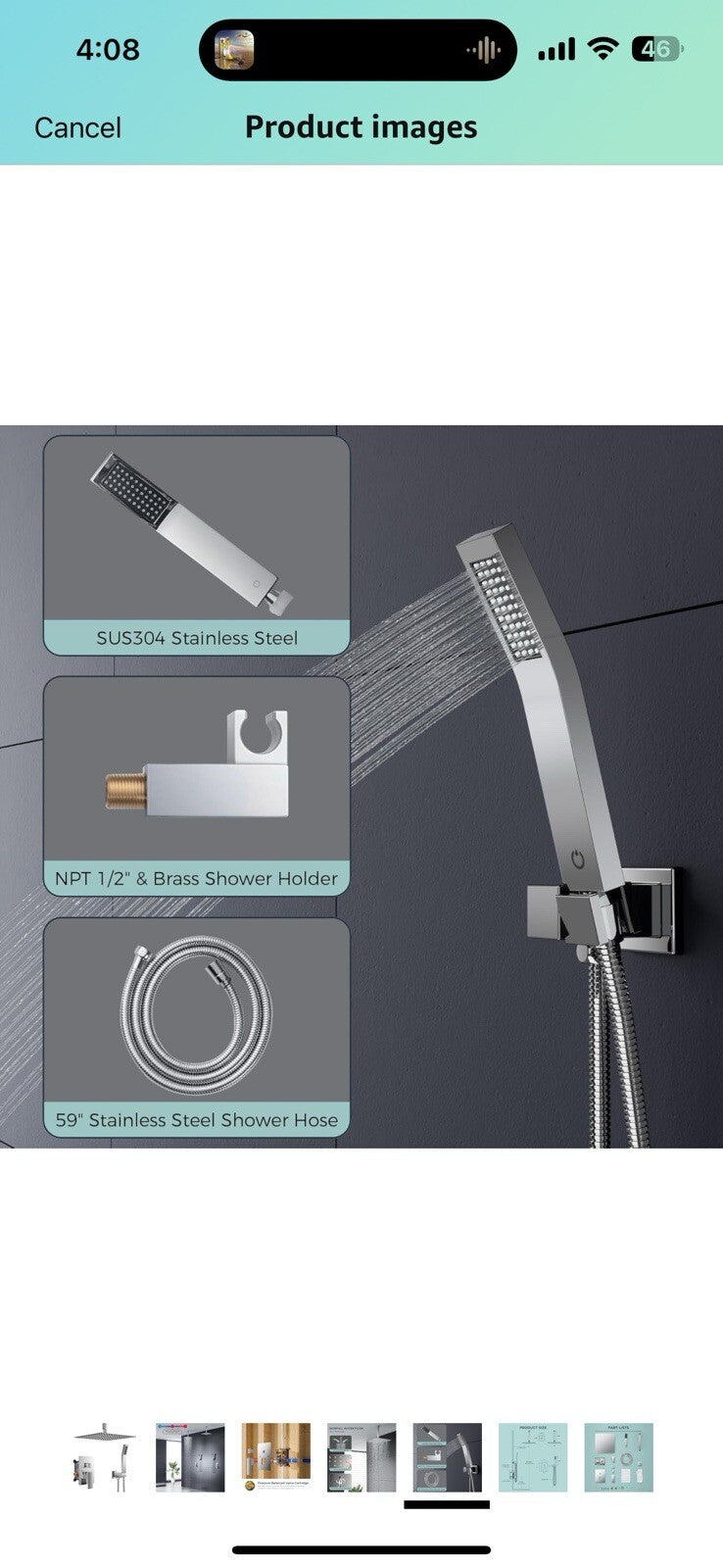 FORIOUS 12 in Rainfall Shower System - Ceiling Mount,Chrome Rain Shower