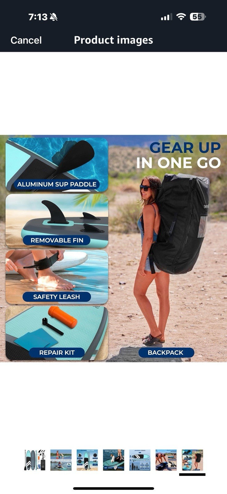 SereneLife 11’ Inflatable SUP - Pet-Friendly Stand-Up Paddle board for Adults
