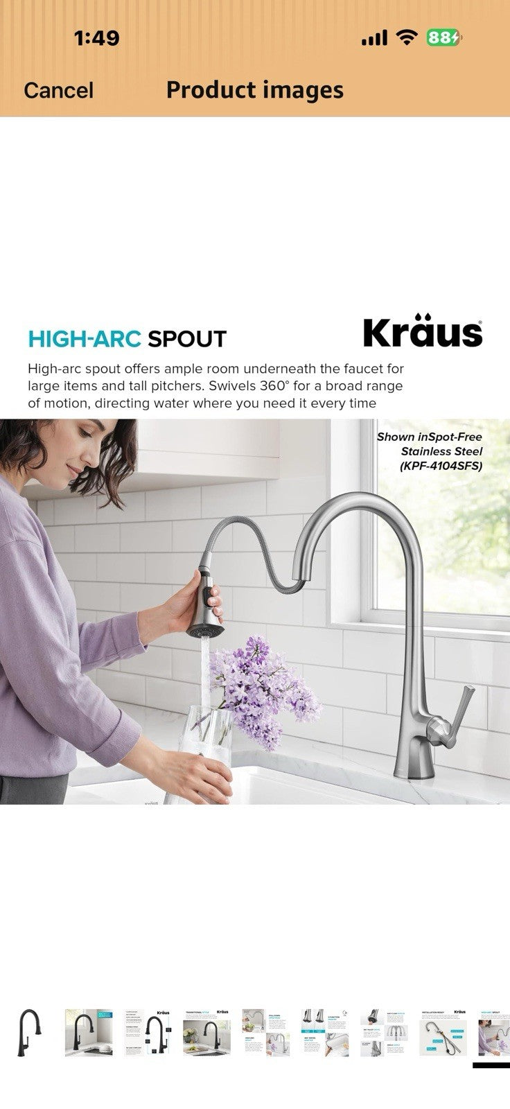 KRAUS Savan 2-Function Single Handle Pull Down Kitchen Faucet in Matte Black,