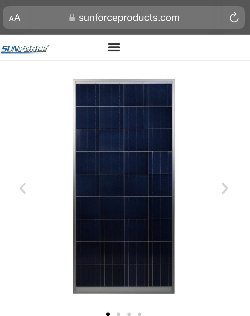 Sunforce 175 WATT, 12-VOLT CRYSTALLINE SOLAR PANEL
