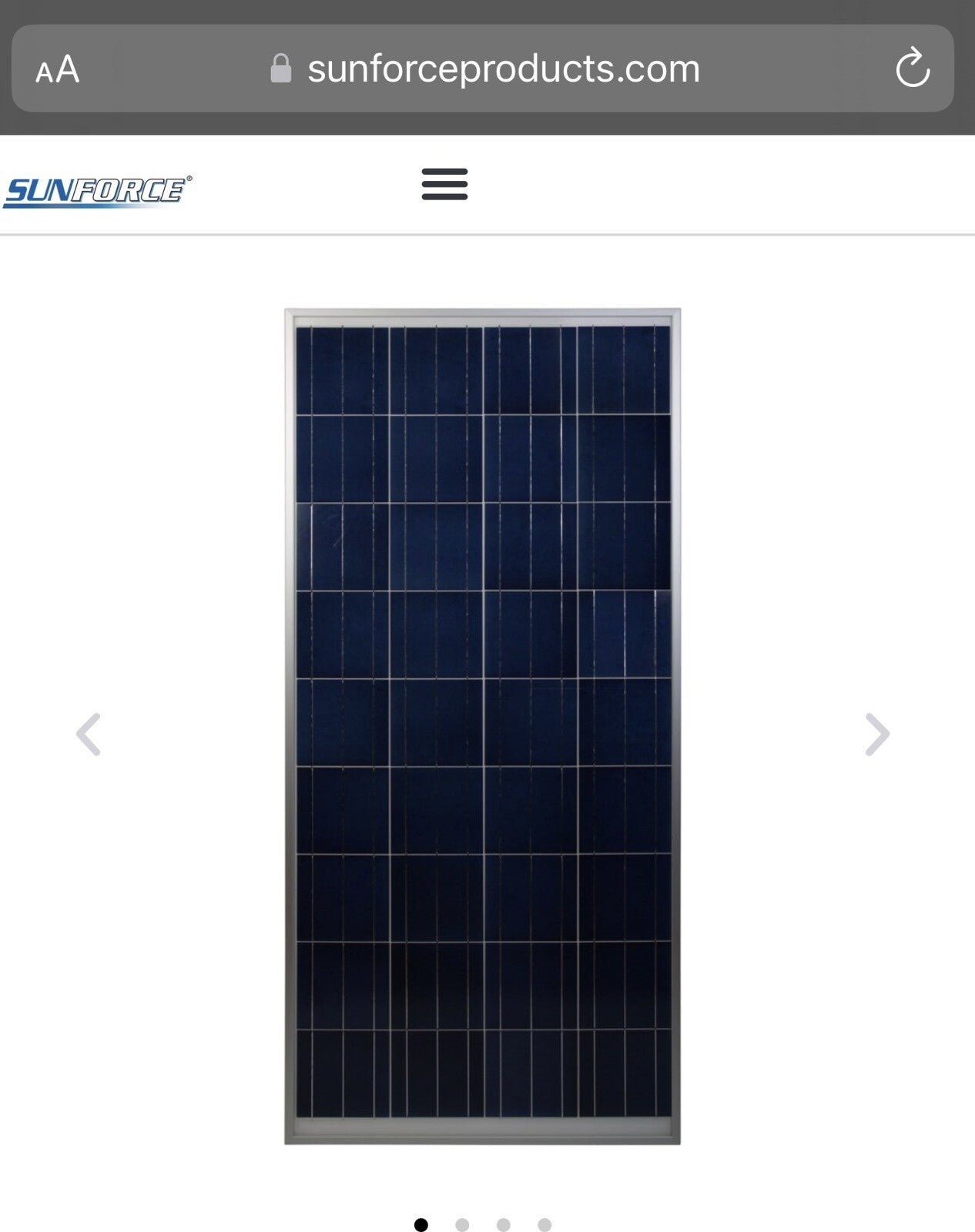 Sunforce 175 WATT, 12-VOLT CRYSTALLINE SOLAR PANEL