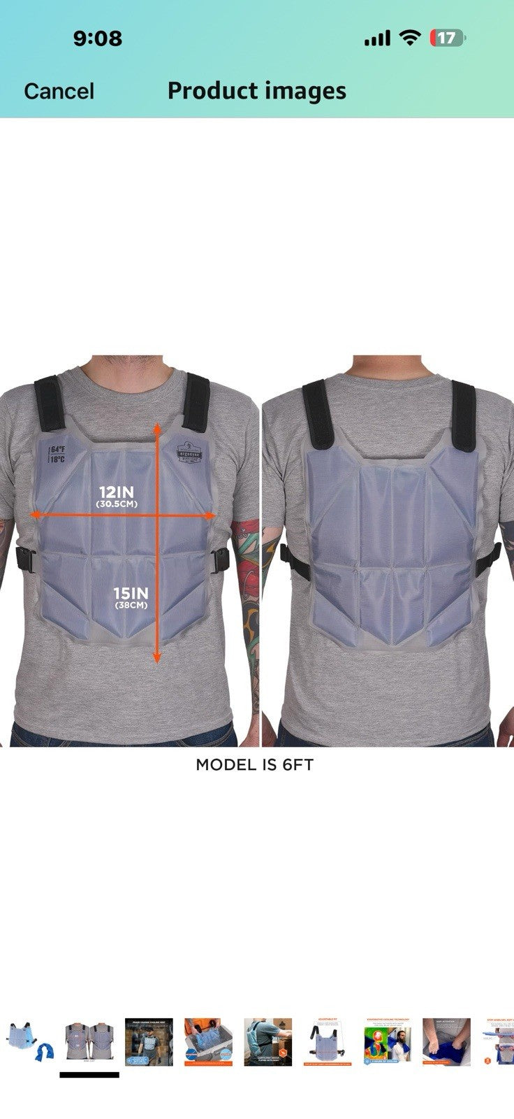 Ergodyne Chill-Its 6210 Phase Change Cooling Vest with 6602 Chill-Its 