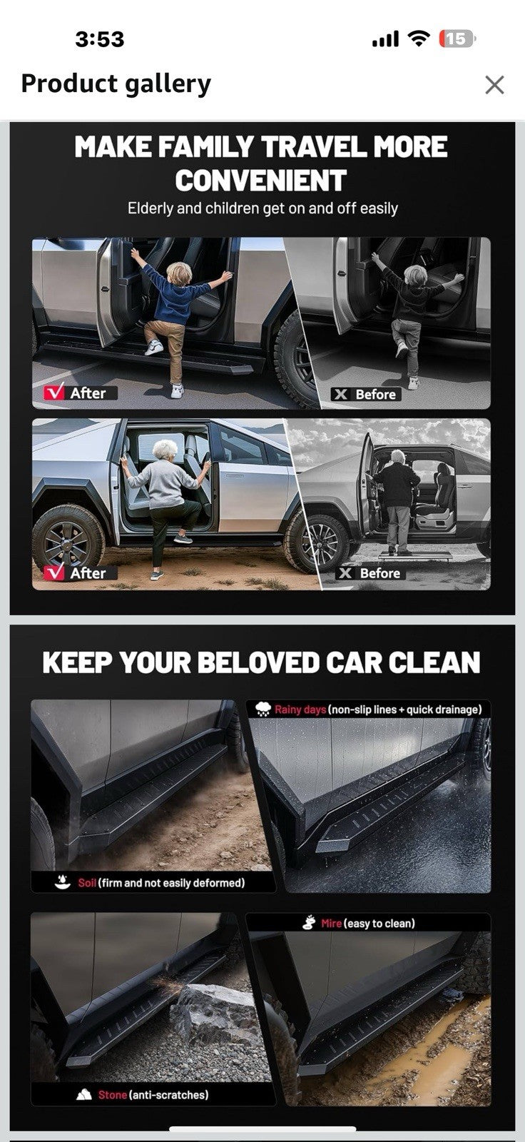 BDFHYK 2PCS Side Steps Compatible with Tesla Cybertruck 2019-2025, 