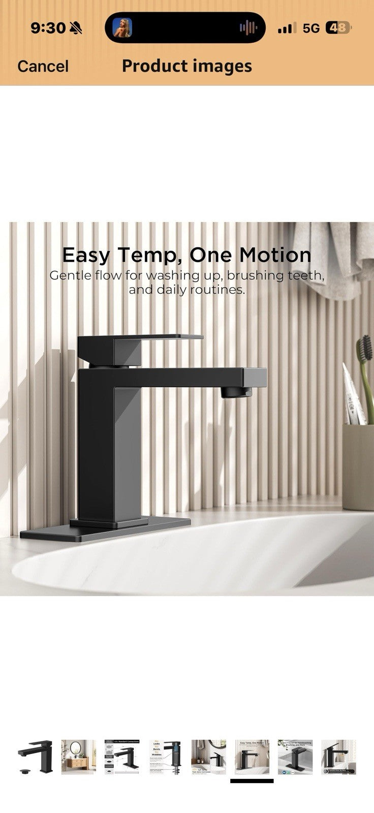 FORIOUS Bathroom Faucets, Single Handle Black Bathroom Faucet 