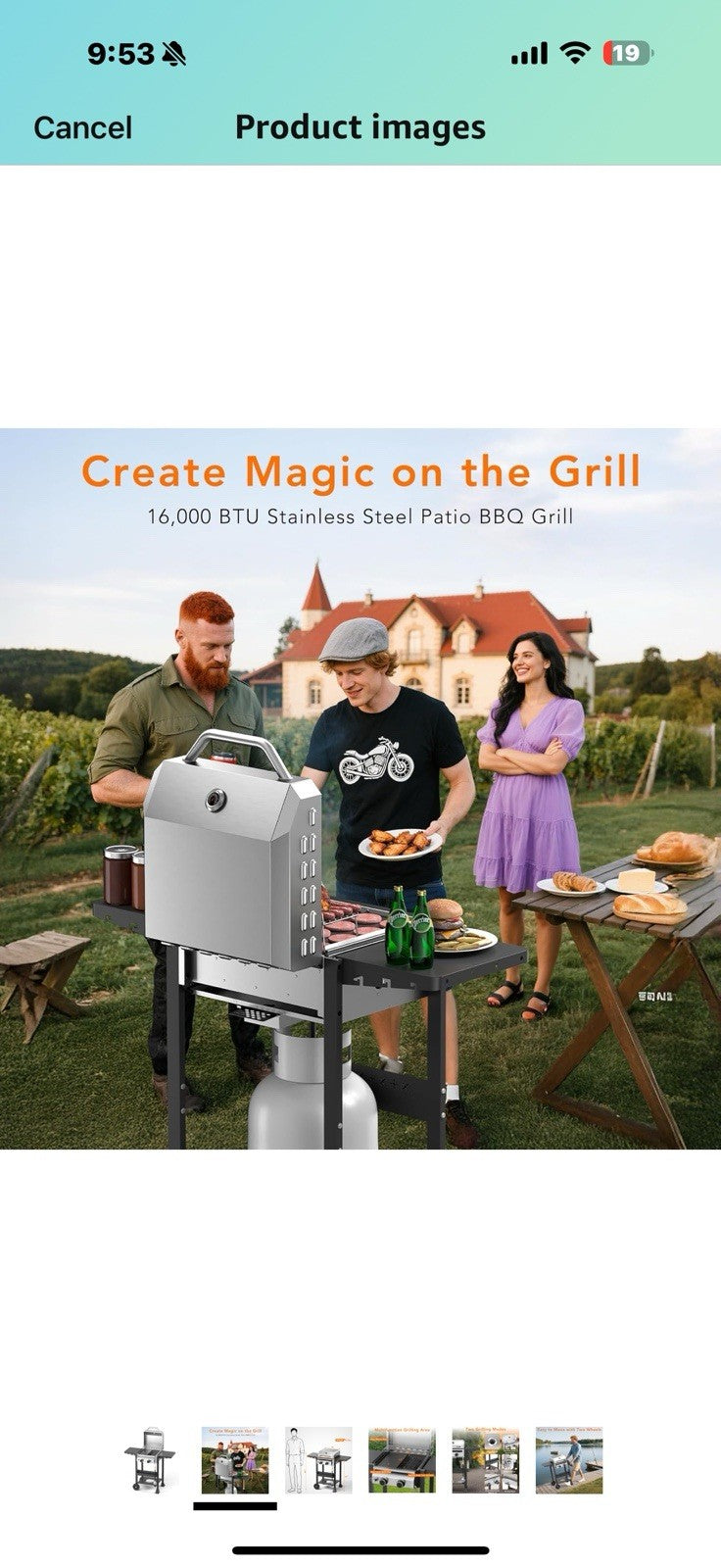 Propane Gas BBQ Grill 2-Burner Barbecue Grills with Cast Iron Frying Pan