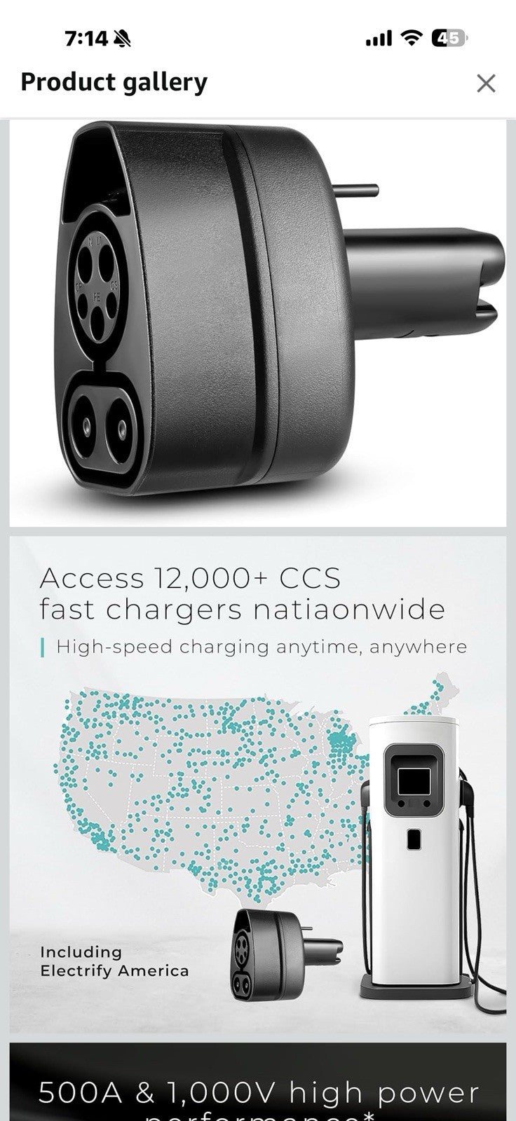Lectron CCS to NACS Adapter for Tesla Model S, 3, X, Y & All NACS EVs 