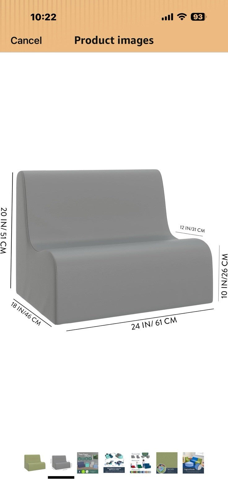 Children's Factory Medium Contour Sofa, Mix-and-Match Kids Chairs,