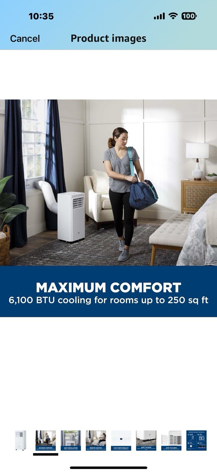 GE APMS06BWF 6,000 BTU DOE Portable Air Conditioner, Digital and Remote