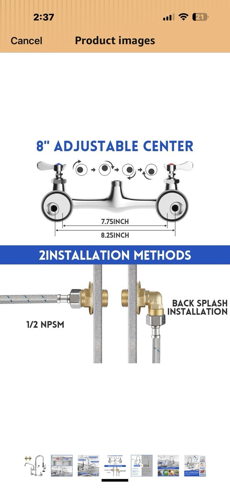 Commercial Pre-Rinse Sink Faucet – Wall Mount Professional Kitchen 