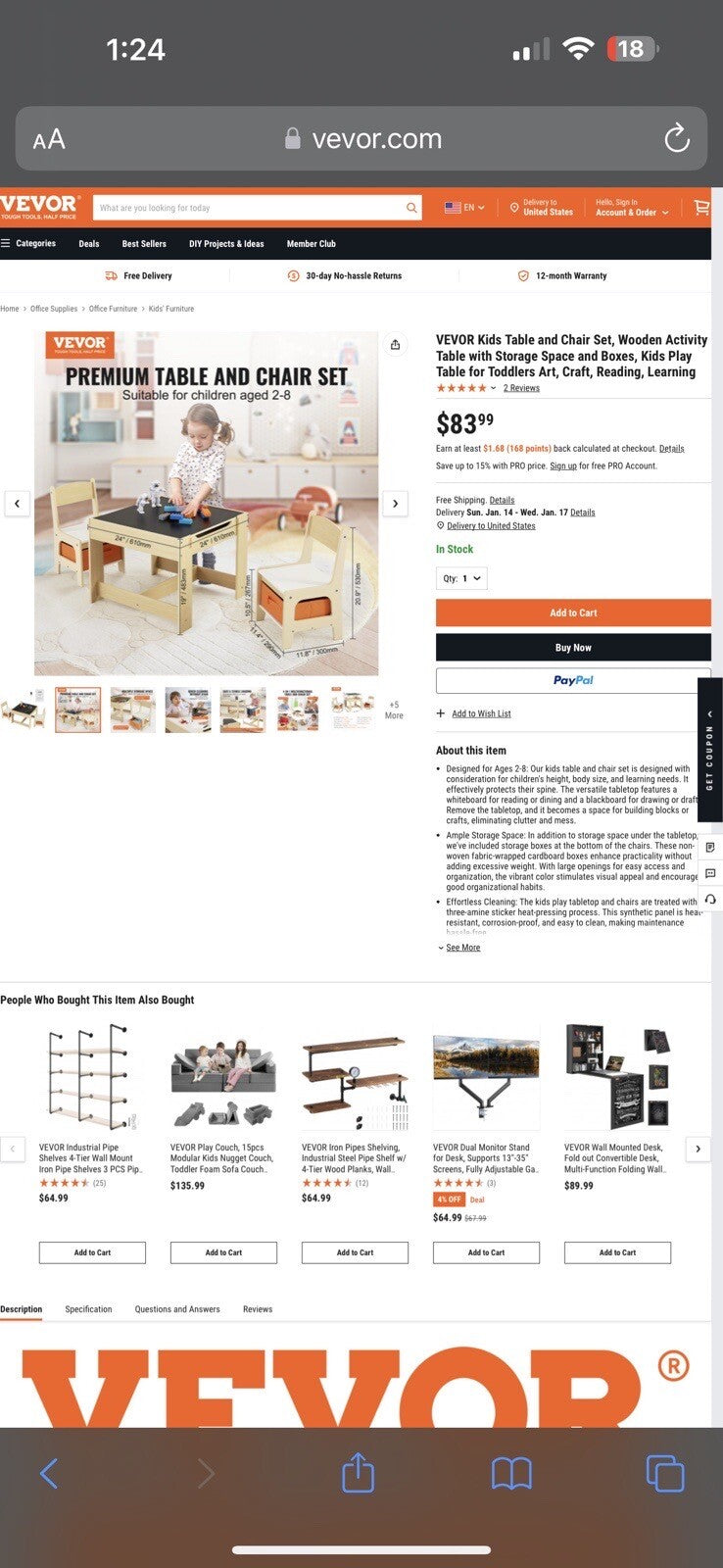 VEVOR Kids Table and Chair Set