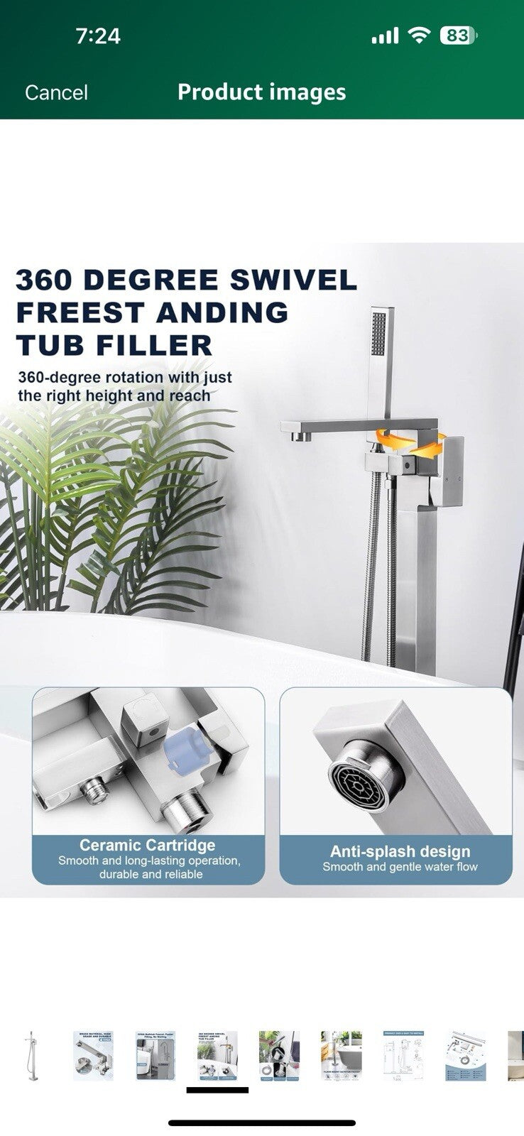 Freestanding Bathtub Faucet, Floor Mount Tub Filler, High Flow Brass