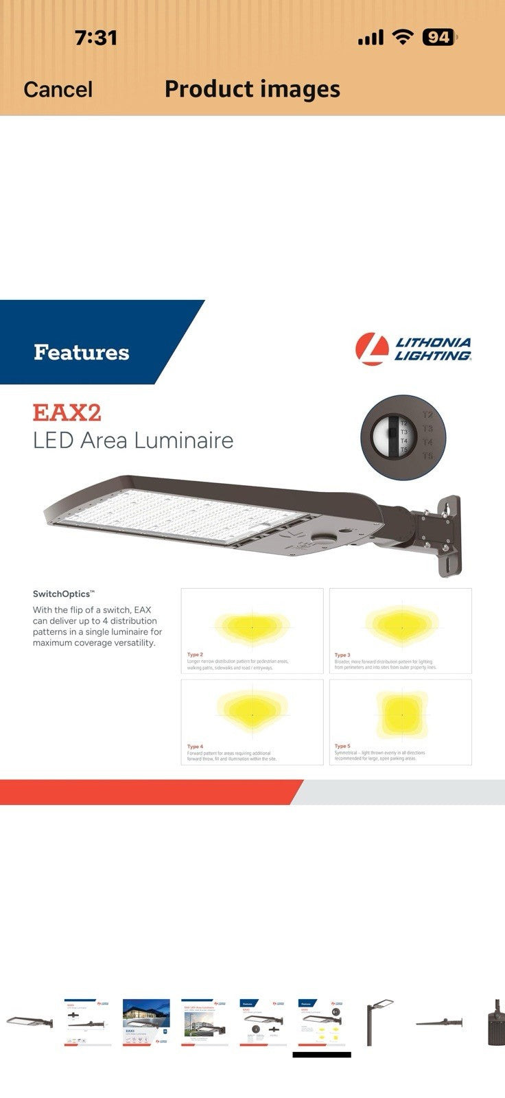 Lithonia Lighting LED Outdoor Area Light Fixture, LED Parking Lot Light