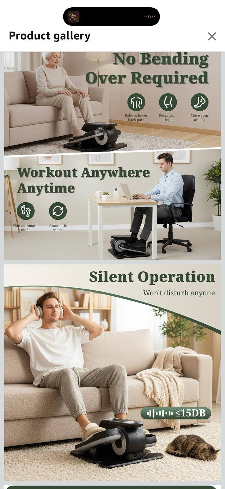 Under Desk Elliptical Machine, Portable Seated Pedal Exerciser with Remote 