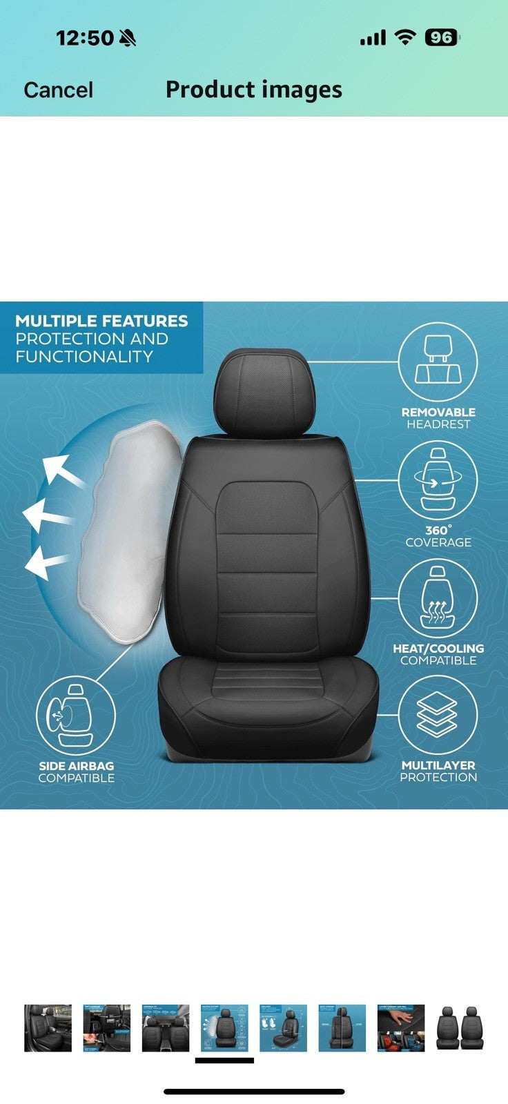 Deluxe Edition Napa Leather Seat Covers for Cars, Trucks, & SUV – 2 Black Car