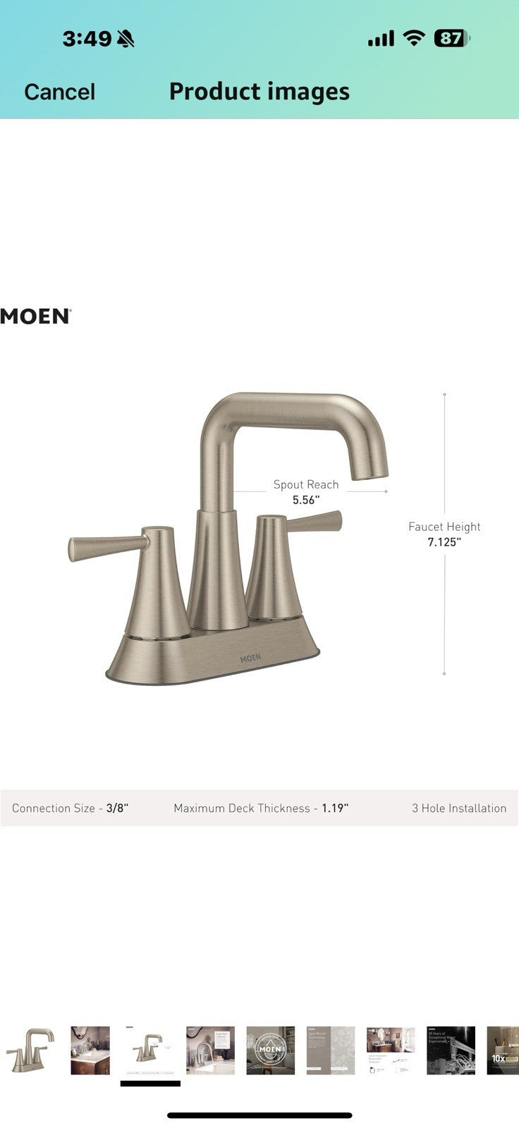 Moen Ronan Spot Resist Brushed Nickel Two-Handle 4 in. Centerset